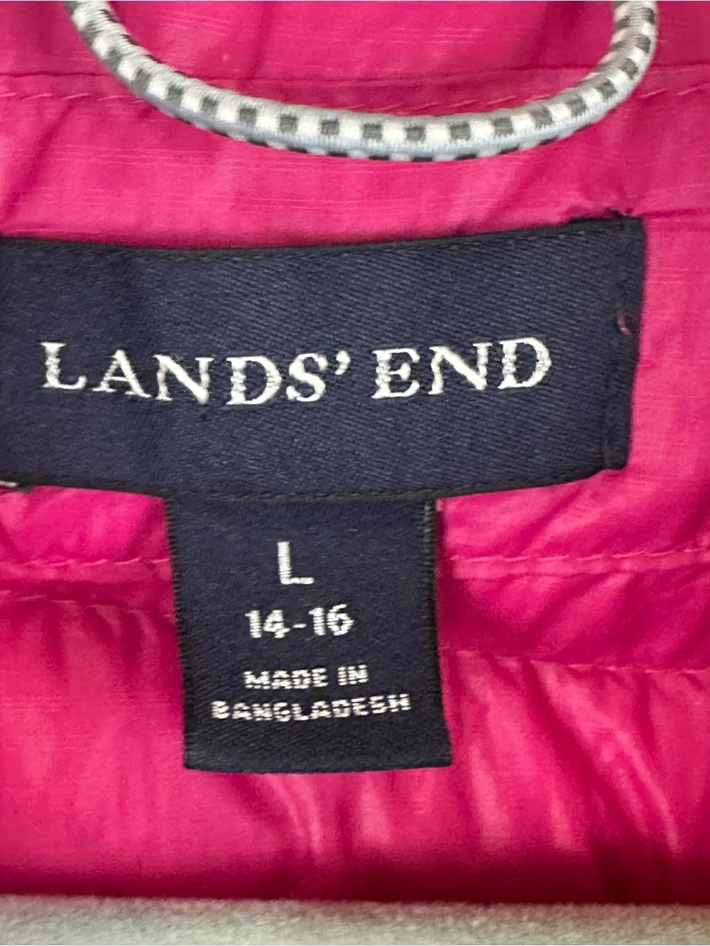 Lands End Girls L 14-16 Magenta Pink 80% Down Puffer Jacket Coat Gorpcore Light